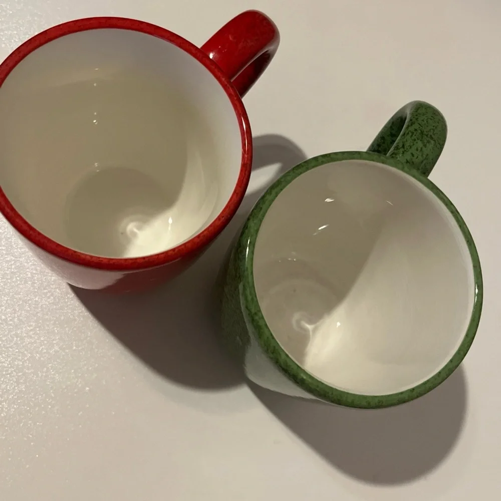 Oneida Sakura Christmas Snowman Red and Green Mug and Bowl Set Great Condition - Picture 6 of 11